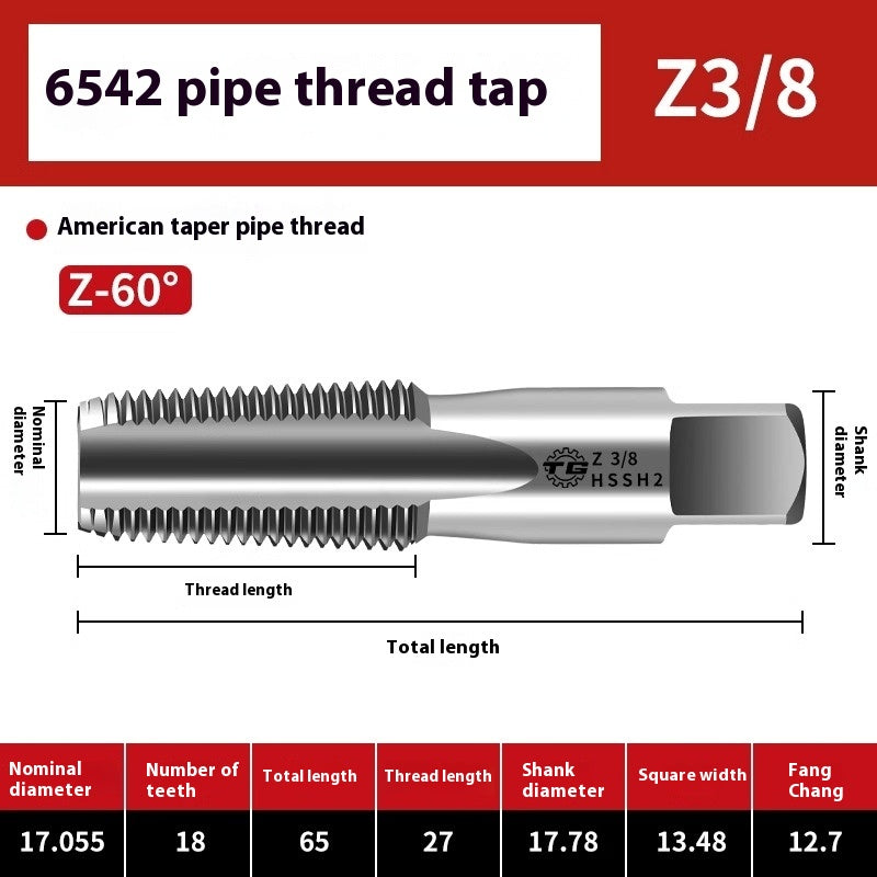 1099-Plumbing Tap Faucet Pipe Thread Repair Tap 6542 High Speed Steel G1/8 1/4 1/2 3/4 Shandong Denso Pricision Tools Co.,Ltd.